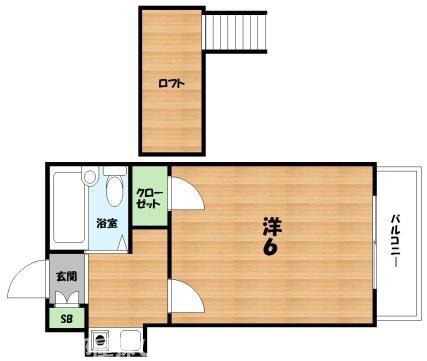香里園第7マンション(1K/2階)の間取り写真
