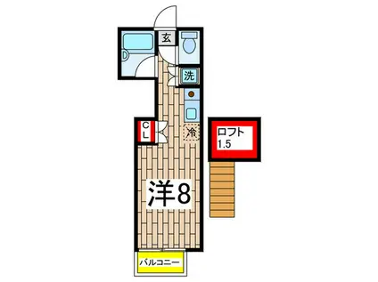 ユーハート横浜霞ヶ丘(ワンルーム/2階)の間取り写真