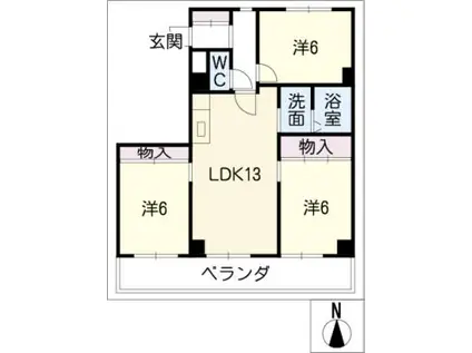 サンハイツ極楽(3LDK/4階)の間取り写真
