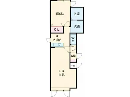 ラテラIIA棟(1LDK/1階)の間取り写真