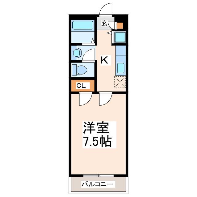 プレステージ上熊本(1K/4階)の間取り写真