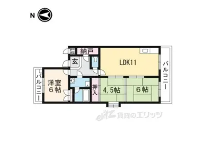 スクエアメゾン並河A棟(3LDK/4階)の間取り写真