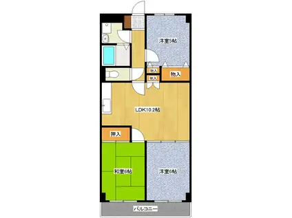 サンセットヒル(3LDK/2階)の間取り写真