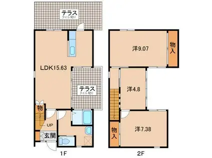桑山利宮(3LDK/1階)の間取り写真