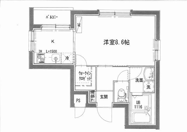 ヒルズ南台(1K/2階)の間取り写真