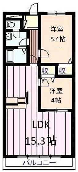 メゾン・ボヌール(2LDK/4階)の間取り写真