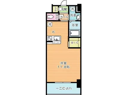 ウィングスNEXT西小倉(ワンルーム/2階)の間取り写真