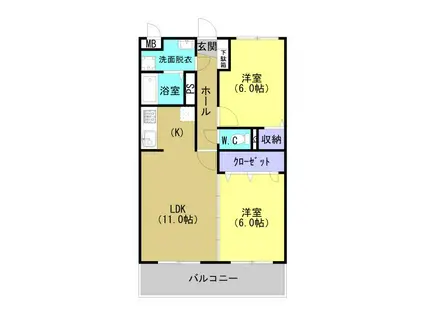 コーポラス21(2LDK/2階)の間取り写真
