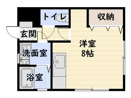 鹿児島市電唐湊線 鹿児島駅前駅 徒歩22分 2階建 築31年(ワンルーム/1階)の間取り写真