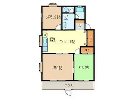 アラージュ・ヴェール 105(3LDK/1階)の間取り写真