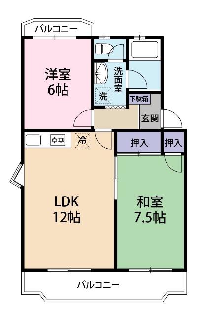 カーサカジマII(2LDK/1階)の間取り写真