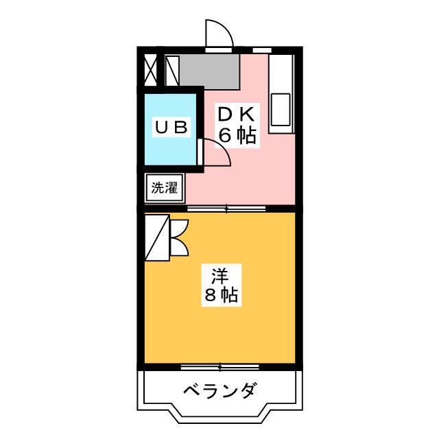 Gハイツ城之崎(1DK/1階)の間取り写真