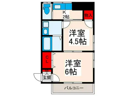 HARTA東尾久(2K/1階)の間取り写真