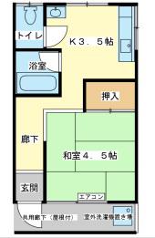 東口アパート(1K/2階)の間取り写真