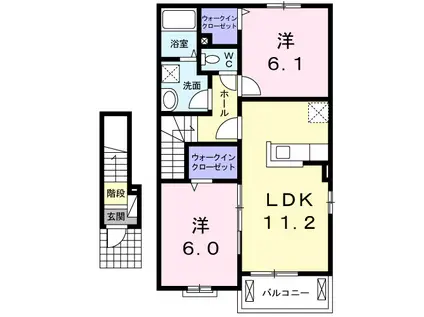 メゾン・チトセA(2LDK/2階)の間取り写真