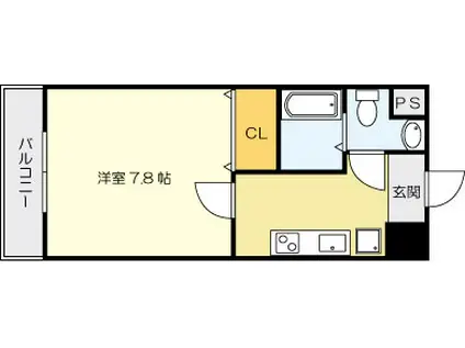 北口幹線ビル(1K/6階)の間取り写真
