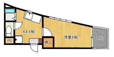 メゾン矢取II(ワンルーム/2階)の間取り写真