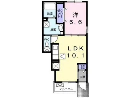 コントラスト(1LDK/1階)の間取り写真