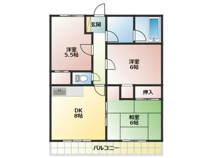 グランデージ丸太(3DK/2階)の間取り写真