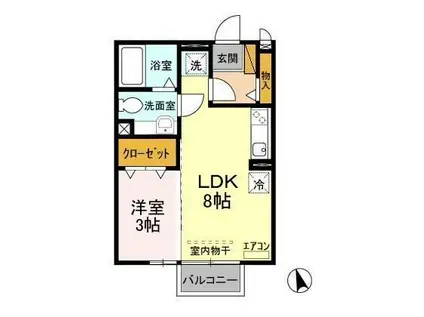 シャルマン(1LDK/1階)の間取り写真