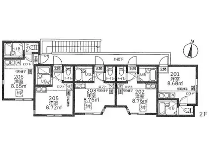 HU横浜鶴見(ワンルーム/2階)の間取り写真