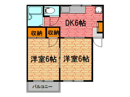 シティハイツ加茂(2DK/2階)の間取り写真