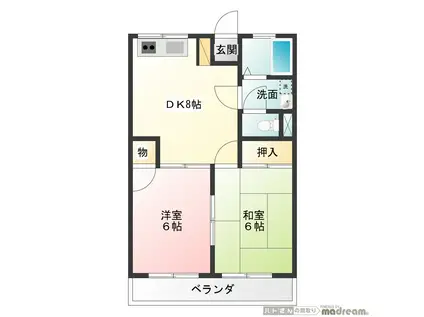 IK五反野ハイツ(2DK/2階)の間取り写真