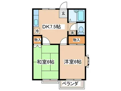 ボナールA(2DK/2階)の間取り写真
