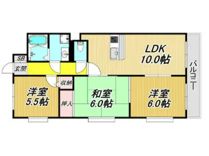 エクセレンス大越(3LDK/1階)の間取り写真