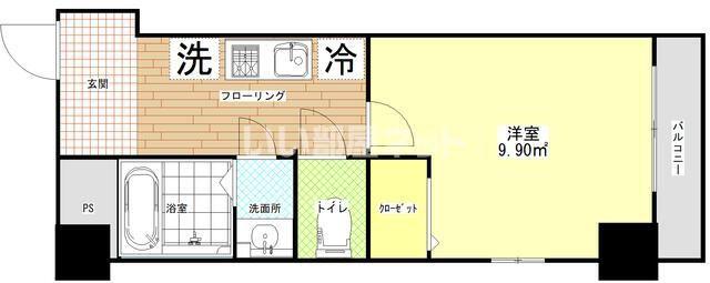 フェリチタ越谷駅前(1K/4階)の間取り写真