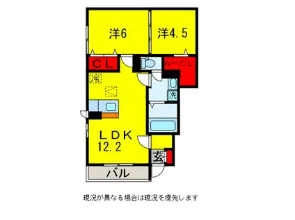 ベイヒルズ(2LDK/1階)の間取り写真