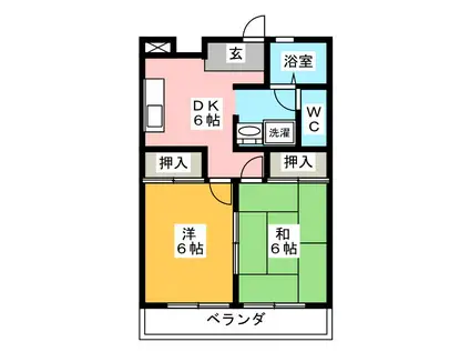 メゾン・ドール中津川1(2DK/1階)の間取り写真