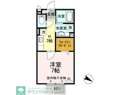 ローズガーデンS(1K/2階)の間取り写真