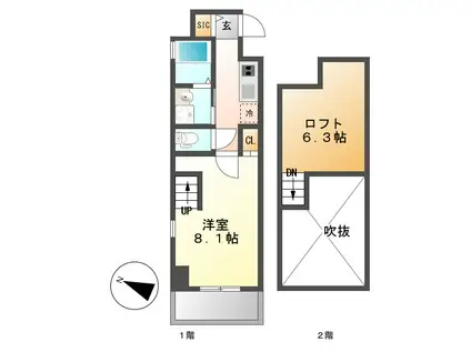 GSTYLE栄東(1K/2階)の間取り写真