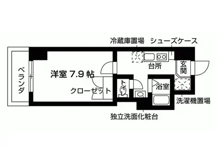 山手ヒルズ(1K/11階)の間取り写真