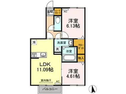 グランパルク東豊 A(2LDK/1階)の間取り写真