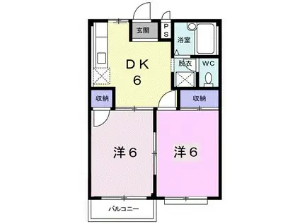 ハイム トシ(2DK/2階)の間取り写真
