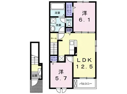 ミイキ II(2LDK/2階)の間取り写真