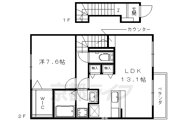 ソレアード左義長(1LDK/1階)の間取り写真
