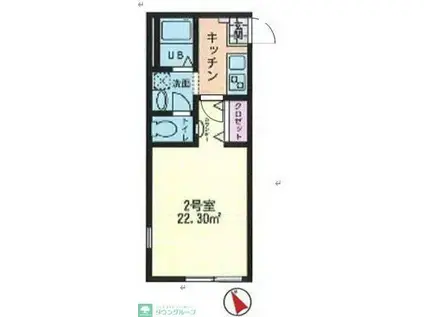 リーヴェルポート横浜浦島II(1K/1階)の間取り写真
