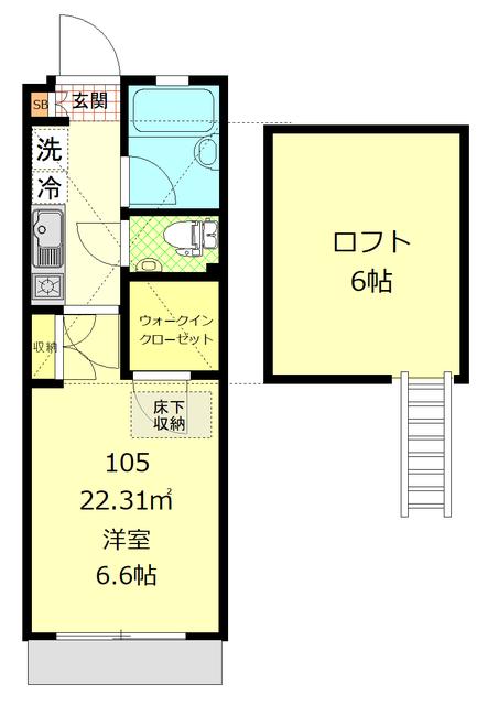 コートドール汐入(1K/1階)の間取り写真