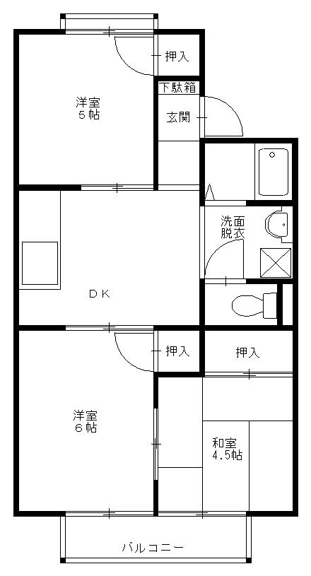 サンロイヤル(3DK/1階)の間取り写真