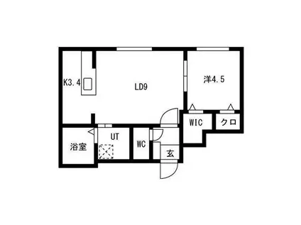 PRIMAVORTA新札幌(1LDK/1階)の間取り写真