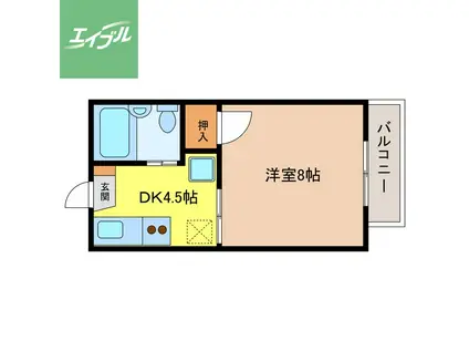 シティ西新D棟(1DK/2階)の間取り写真