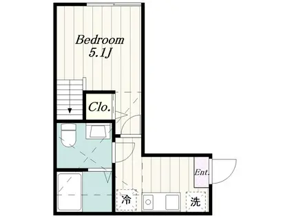 ティナ小田急相模原II(1K/2階)の間取り写真