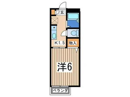 ヒルトップ金沢文庫I(1K/2階)の間取り写真