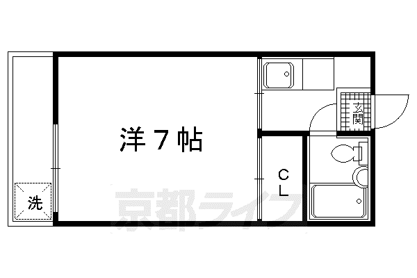 フレーズII(1K/3階)の間取り写真