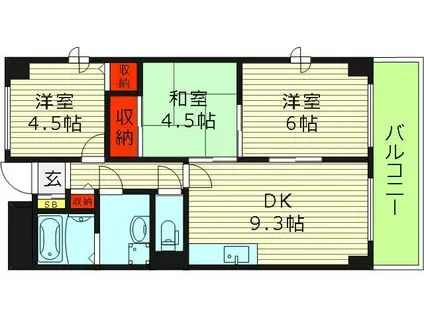 アベニューKN(3DK/4階)の間取り写真