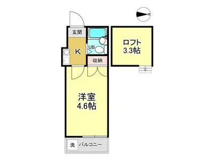 ソリテア綱島(1K/2階)の間取り写真