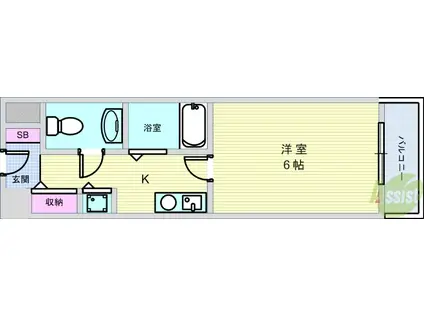 PISO(1K/5階)の間取り写真